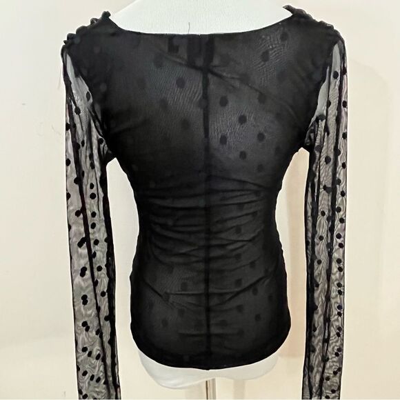 White House Black Market Y2K Sheer Mesh Polka Dot Top XS - Picture 5 of 10